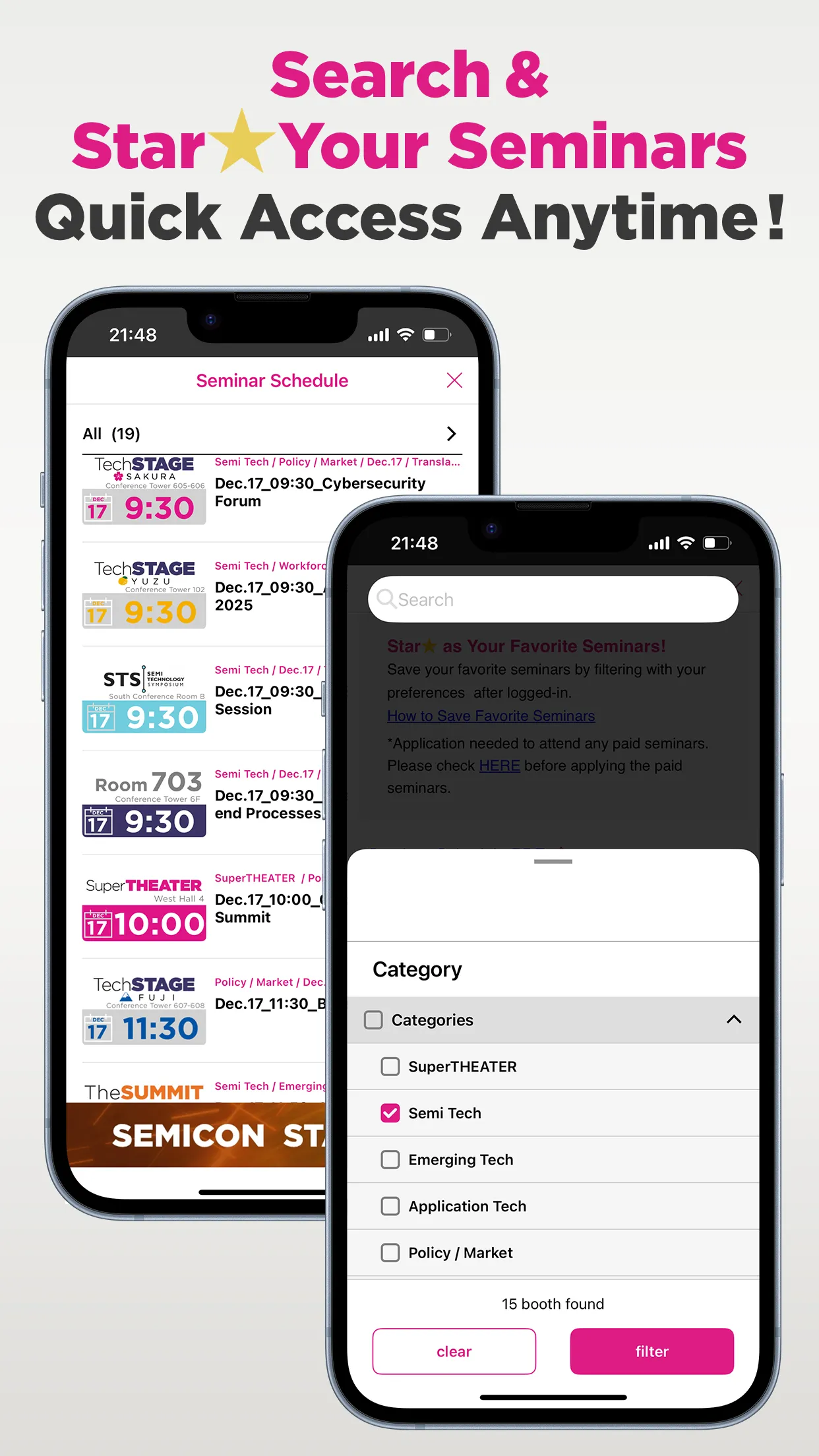 Search & Star★Your Seminars Quick Access  Anytime!