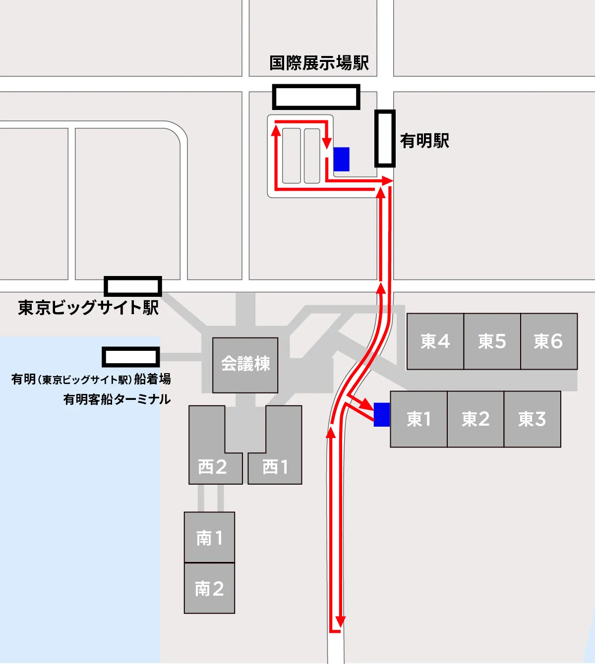 シャトルバス運行ルート（12/19（金）12:00以降）