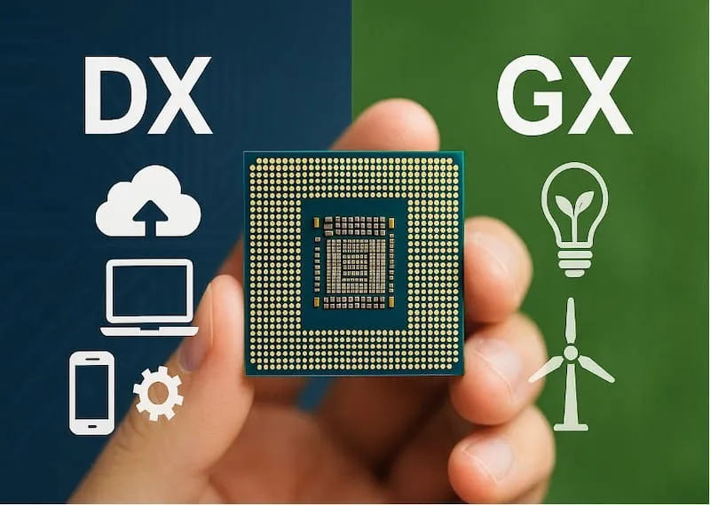  図1 DXとGXの実践に半導体は欠かせない
